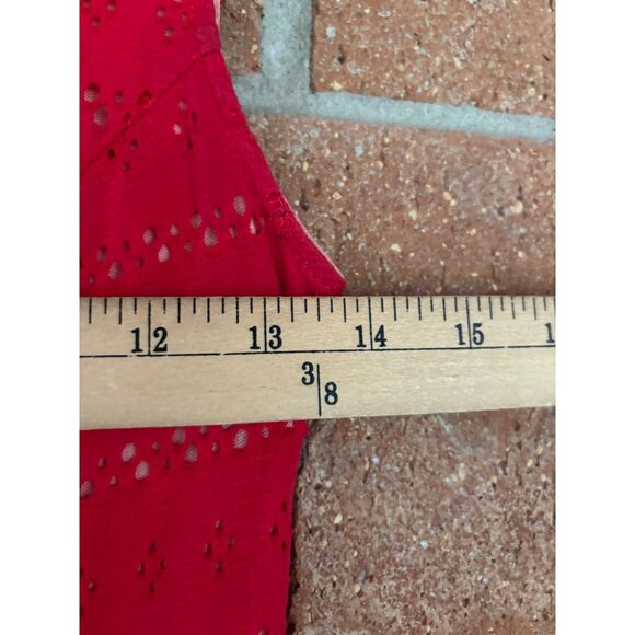 Anthropologie Postmark Dress Sunstream Eyelet Red Boho Prairie Cutout - Picture 10 of 14